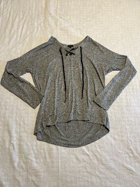 Rails Gray Lace-Up Long Sleeve Women's Top